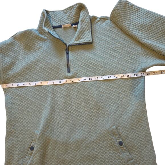 L.L. Bean Quilted Quarter-zip Pullover Mock-neck Green sz XL Snap Close Pocket - Picture 5 of 8